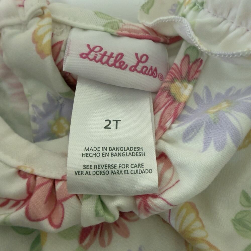 Little Lass Girls 2T Romper Dress Outfit Set 2 Pack Pink Floral Summer Apparel - Picture 4 of 6